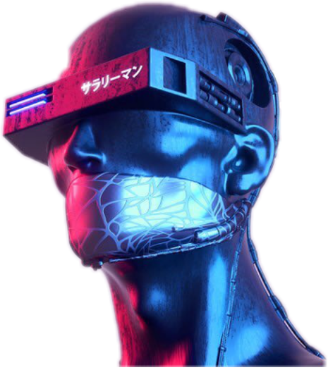 Vaporwave cyborg face