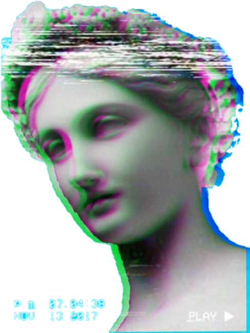 Vaporwave glitched statue of a woman